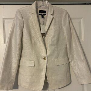 NWT J. CREW Sz 4 Off-White Subtle Shimmer Linen Blend Regent Blazer / Jacket NEW